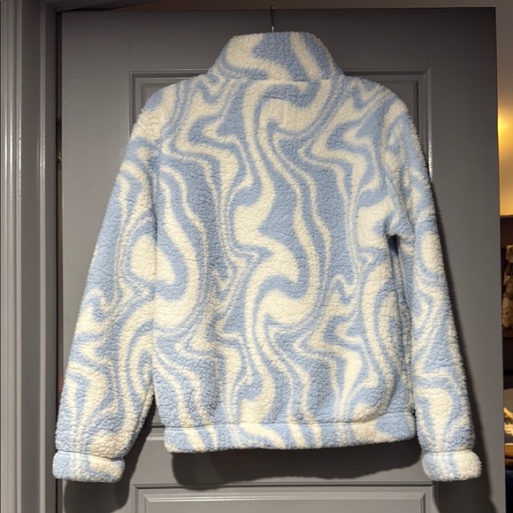 Blue and white Swirl Fleece Pullover - Picture 2 of 5